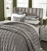 Orchids Lux Bailey Solid Color & Tuck Embroidery Mink 94 X 96 Quilt