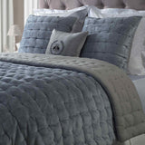 Orchids Lux Bailey Solid Color & Tuck Embroidery Smoky Blue 94 X 96 Quilt