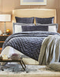 Orchids Lux Luna Stitch Navy 118 X 98 Quilt