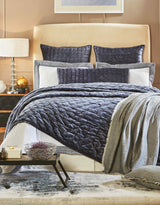 Orchids Lux Luna Stitch Navy 94 X 96 Quilt