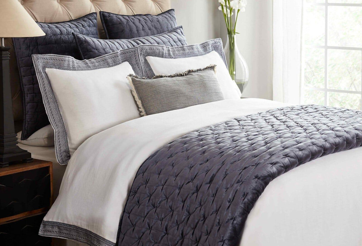 Orchids Lux Luna Stitch Navy 94 X 96 Quilt
