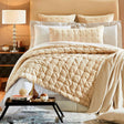 Orchids Lux Bailey Solid Color & Tuck Embroidery Champagne 94 X 96 Quilt