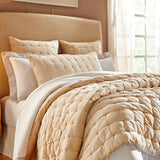 Orchids Lux Bailey Solid Color & Tuck Embroidery Champagne 94 X 96 Quilt