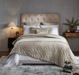 Orchids Lux Sophie Solid Color/Stitch Flax 94 X 96 Quilt