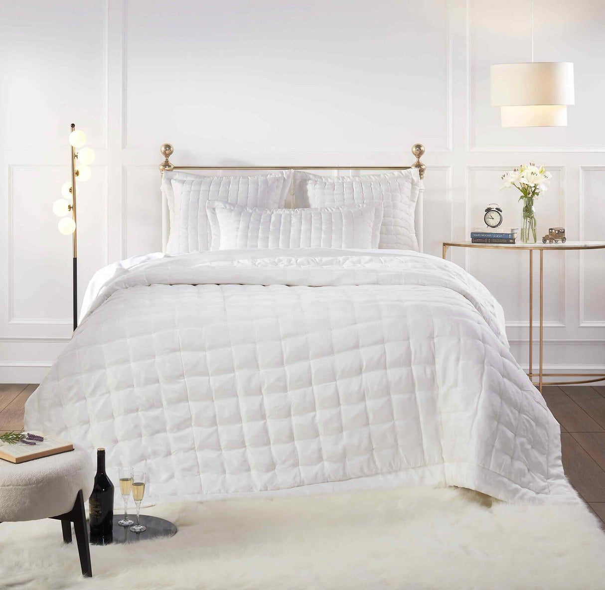 Orchids Lux Madison Stitch Pearl 94 X 96 Quilt