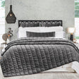 Orchids Lux Gatsby Channel Quilting Steel 110 X 96 Quilt