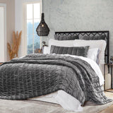 Orchids Lux Gatsby Channel Quilting Steel 110 X 96 Quilt
