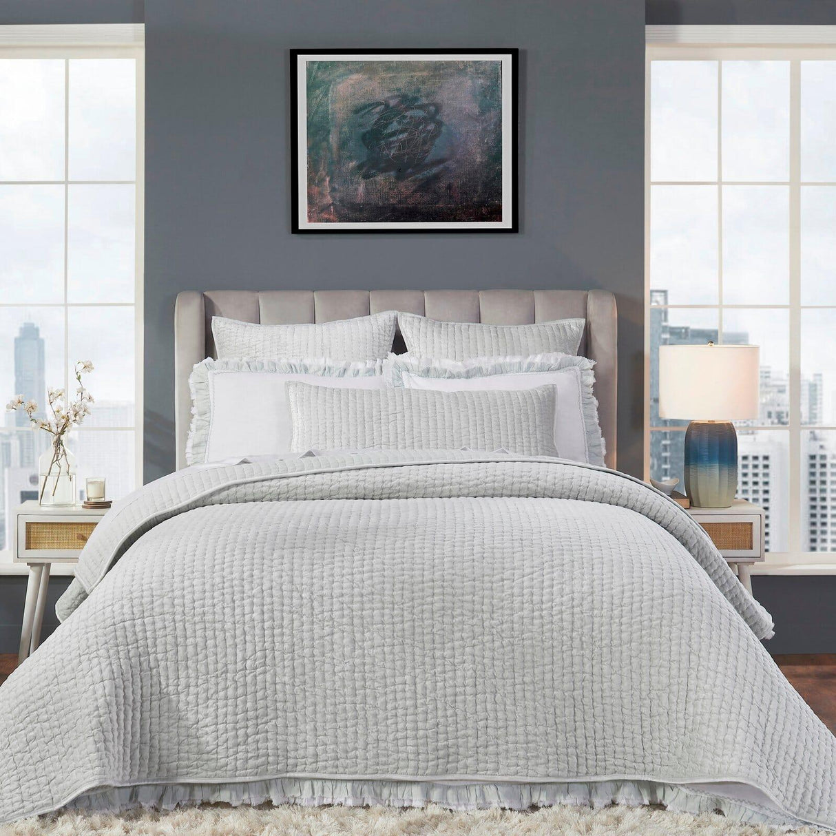 Orchids Lux Walton Channel Ice Mint 118 X 98 Quilt