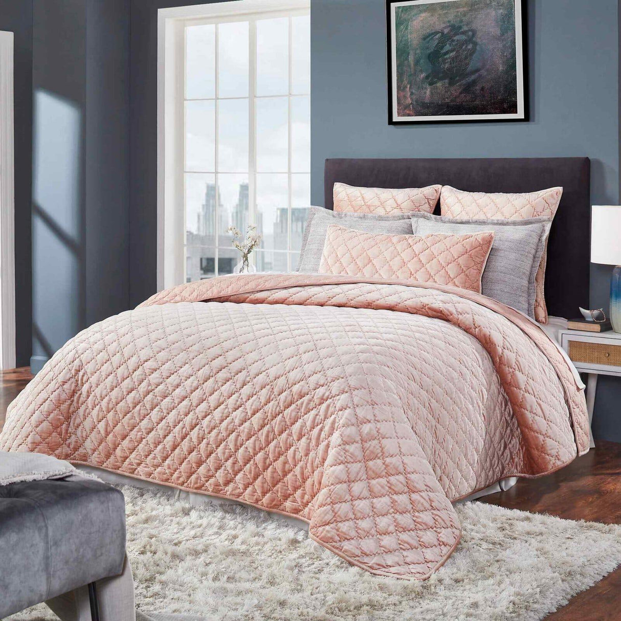 Orchids Lux Clermont Geomatric Rose 110 X 96 Quilt
