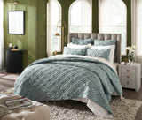 Orchids Lux Mirabelle Geomatric Teal 94 X 96 Quilt