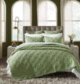 Orchids Lux Mirabelle Geomatric Moss 110 X 96 Quilt