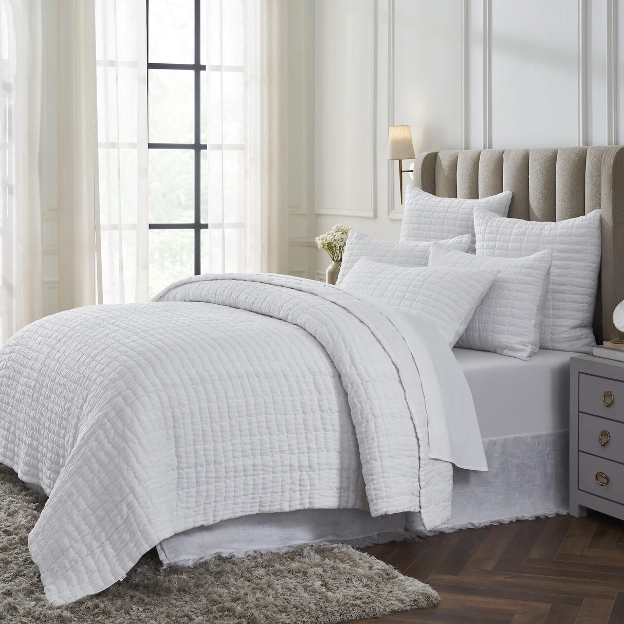 Orchids Lux Logan Geomatric White 94 X 96 Quilt