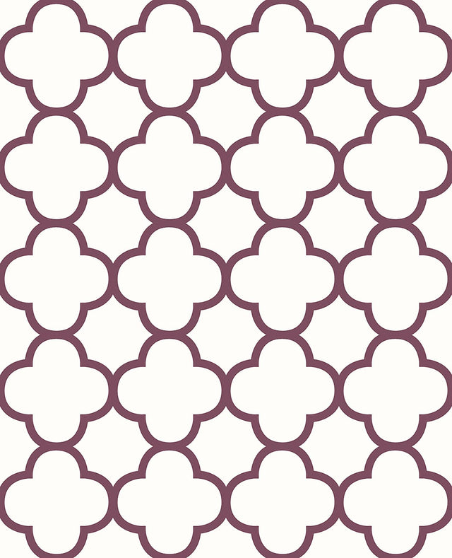 A-Street Prints Origin Burgundy Quatrefoil Wallpaper