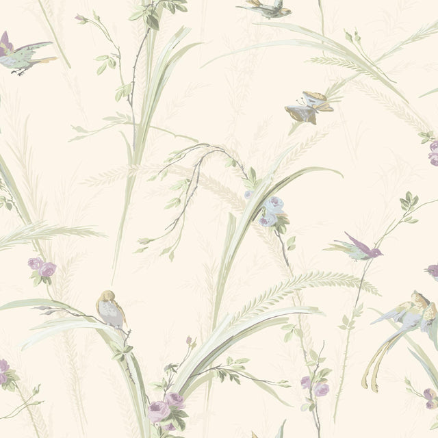 Brewster Home Fashions Harriet Purple Botanical Wallpaper