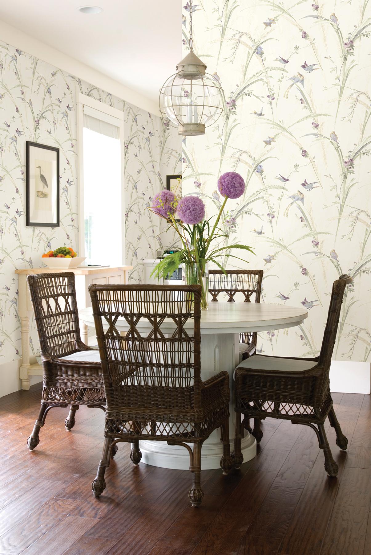 Brewster Home Fashions Harriet Purple Botanical Wallpaper