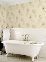 Brewster Home Fashions Peacock Beige Feather Wallpaper