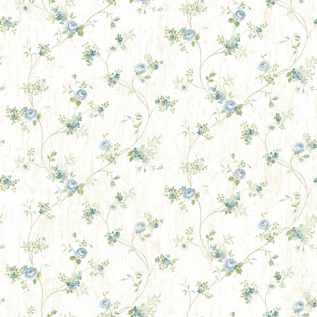 Brewster Home Fashions Persimone Blue Floral Vine Wallpaper
