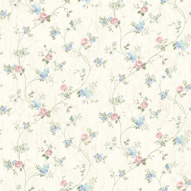Brewster Home Fashions Persimone Periwinkle Floral Vine Wallpaper