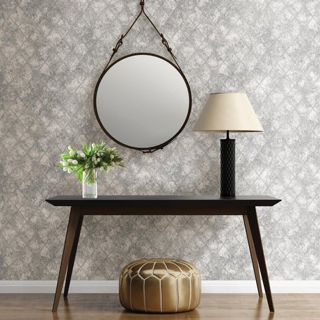 A-Street Prints Mercury Glass Silver Distressed Metallic Wallpaper