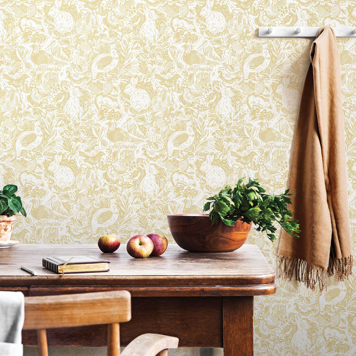 A-Street Prints Equinox Animals Mustard Wallpaper