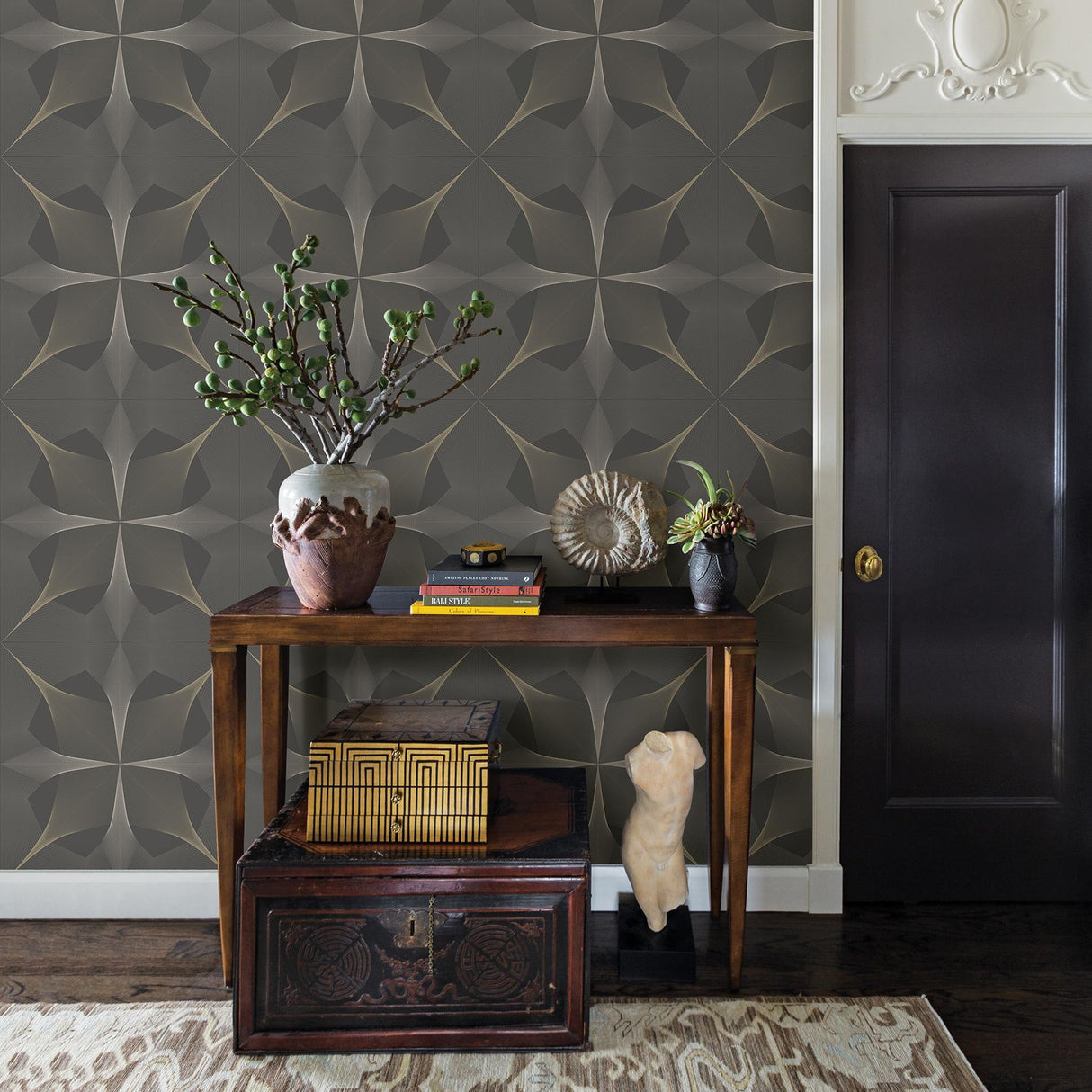 A-Street Prints Theory Distressed Textures Dark Brown Wallpaper