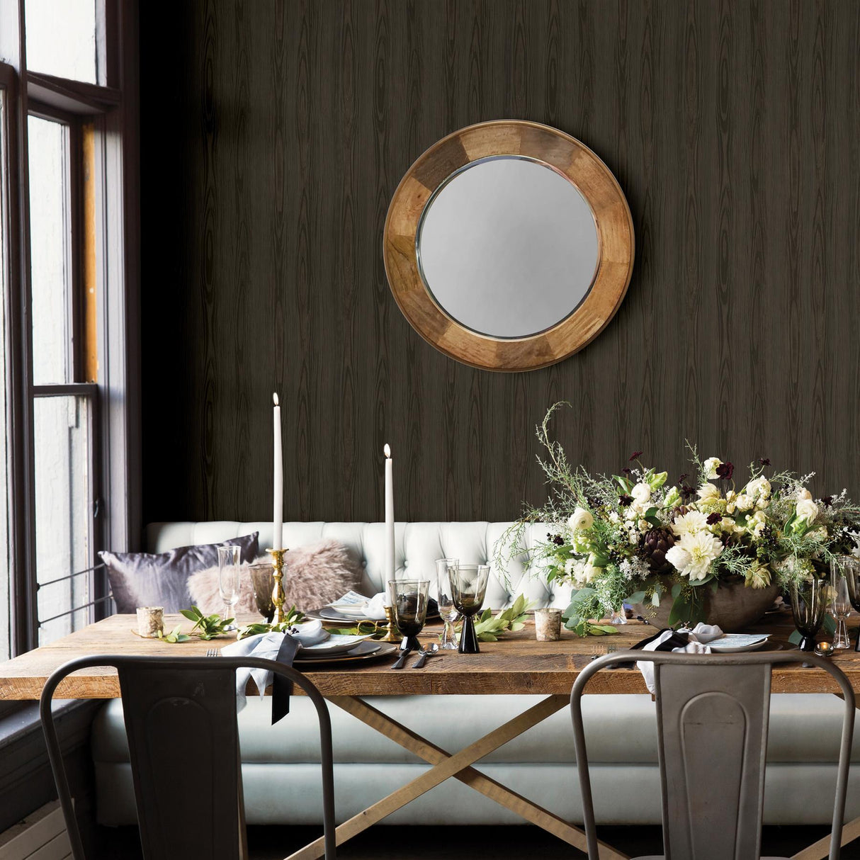 A-Street Prints Trilogy Wood Dark Brown Wallpaper