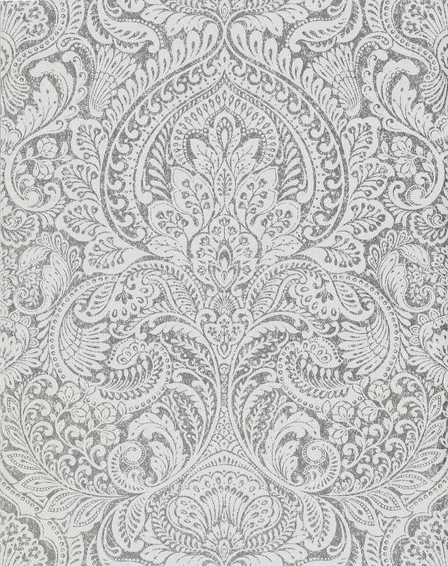 A-Street Prints Grey Resource Damask Silver Wallpaper