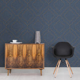 Brewster Home Fashions Chesapeake Manhattan Club 3114-003355 Blue Wallpaper