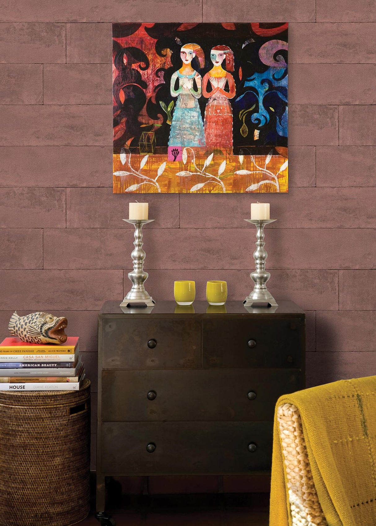 Brewster Home Fashions Advantage Beyond Textures Stone Oxblood Wallpaper