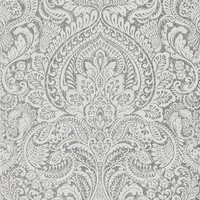 A-Street Prints Lustre Damask Silver Wallpaper