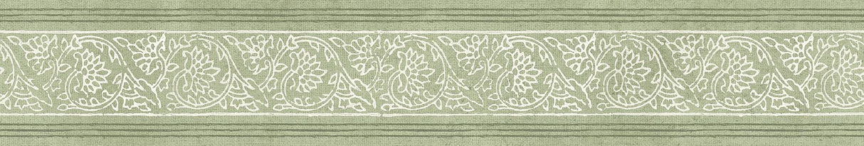 Brewster Home Fashions Chesapeake PrintWorks Carved Floral Border Green Wallpaper