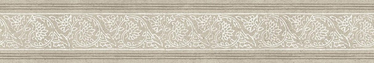 Brewster Home Fashions Chesapeake PrintWorks Carved Floral Border Taupe Wallpaper