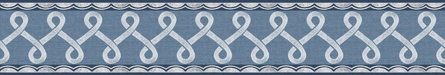 Brewster Home Fashions Chesapeake PrintWorks Scalloped Ribbon Border Blue Wallpaper