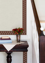 Brewster Home Fashions Chesapeake PrintWorks Scalloped Ribbon Border Red Wallpaper