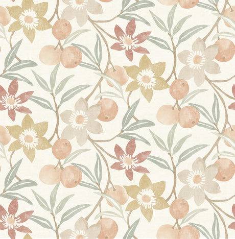 Brewster Home Fashions Chesapeake PrintWorks Passiflora Peach Wallpaper