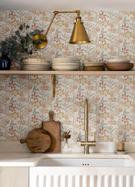 Brewster Home Fashions Chesapeake PrintWorks Passiflora Peach Wallpaper