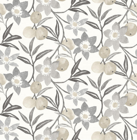 Brewster Home Fashions Chesapeake PrintWorks Passiflora Charcoal Wallpaper