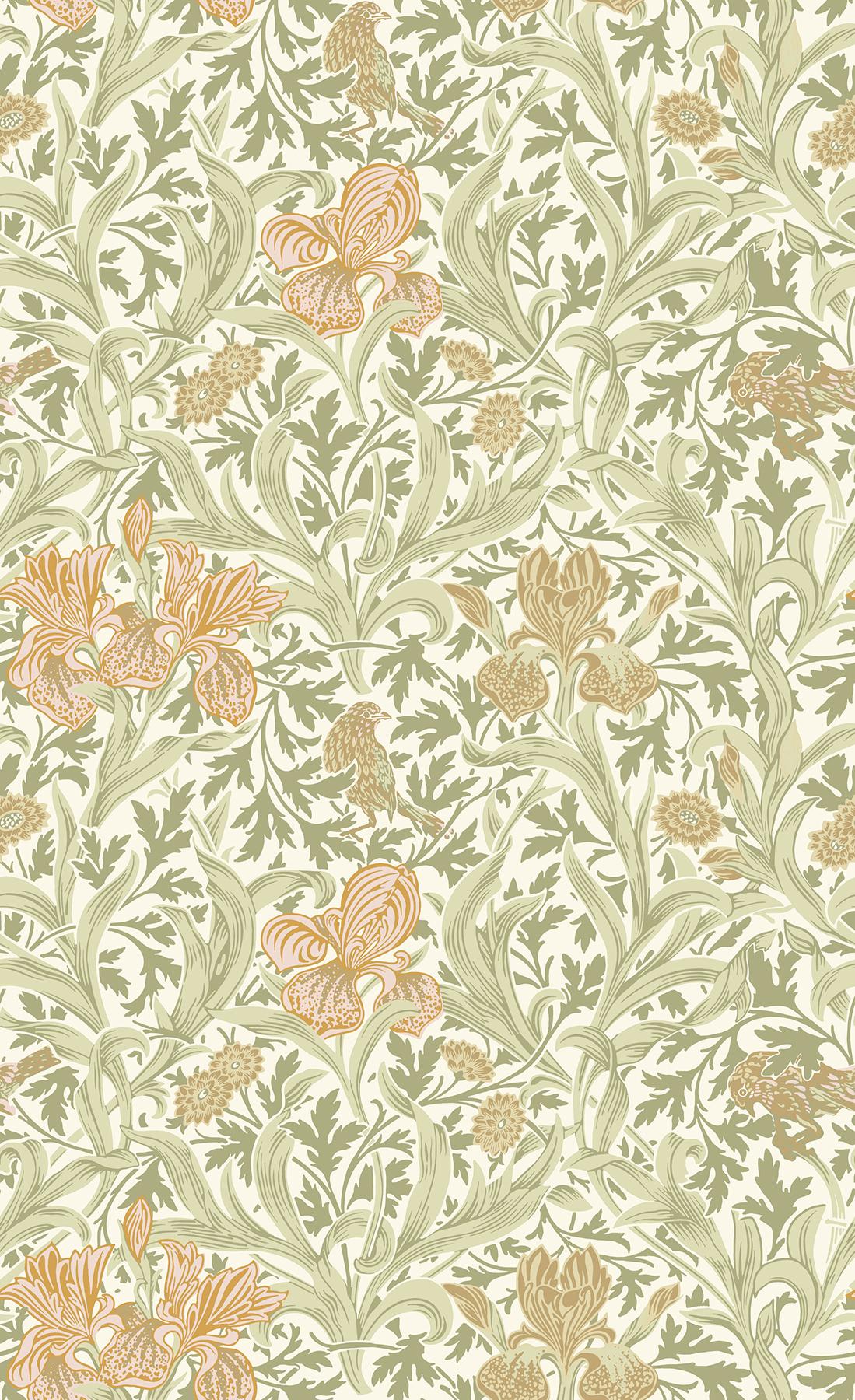 A-Street Prints Hidden Treasures 2 Iris Light Green Wallpaper