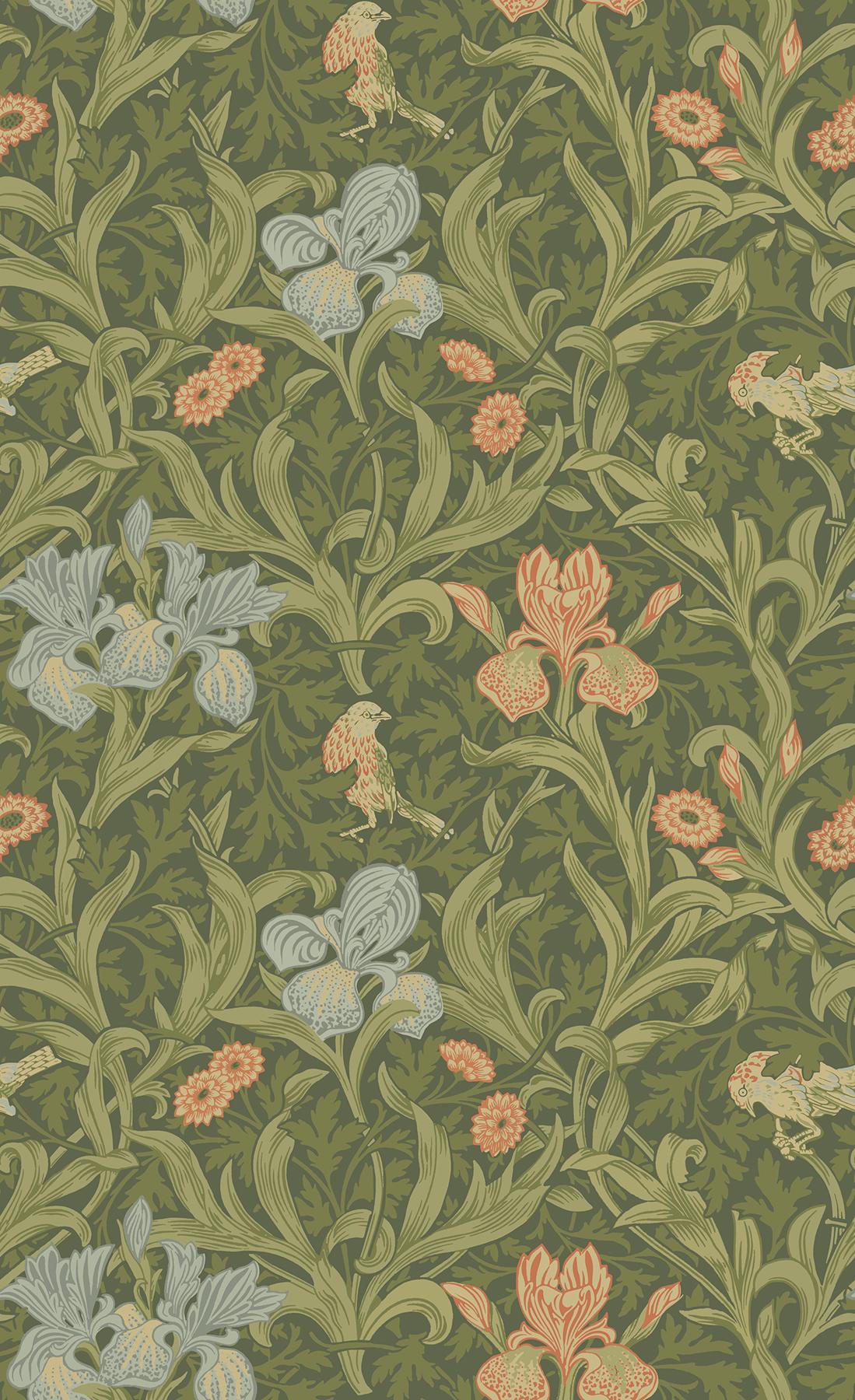 A-Street Prints Hidden Treasures 2 Iris Green Wallpaper