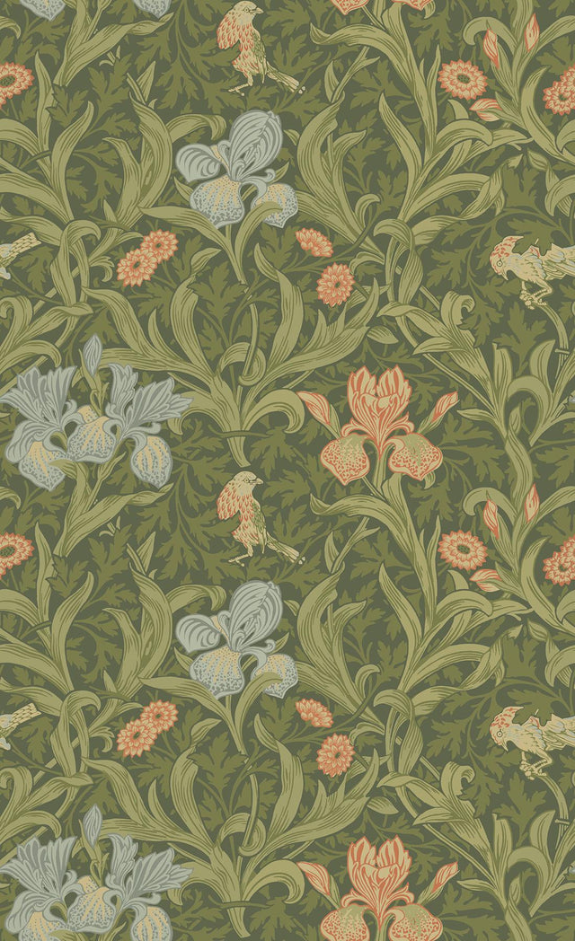 A-Street Prints Hidden Treasures 2 Iris Green Wallpaper