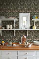 A-Street Prints Hidden Treasures 2 Bird Brown Wallpaper