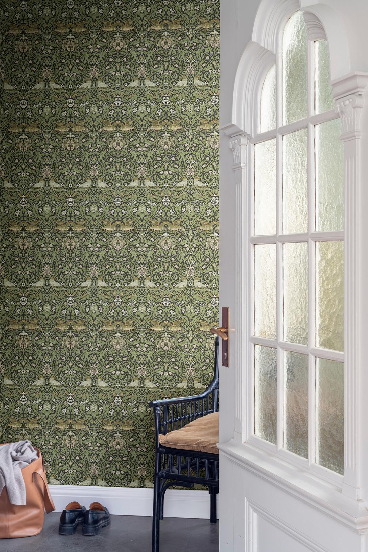 A-Street Prints Hidden Treasures 2 Bird Green Wallpaper