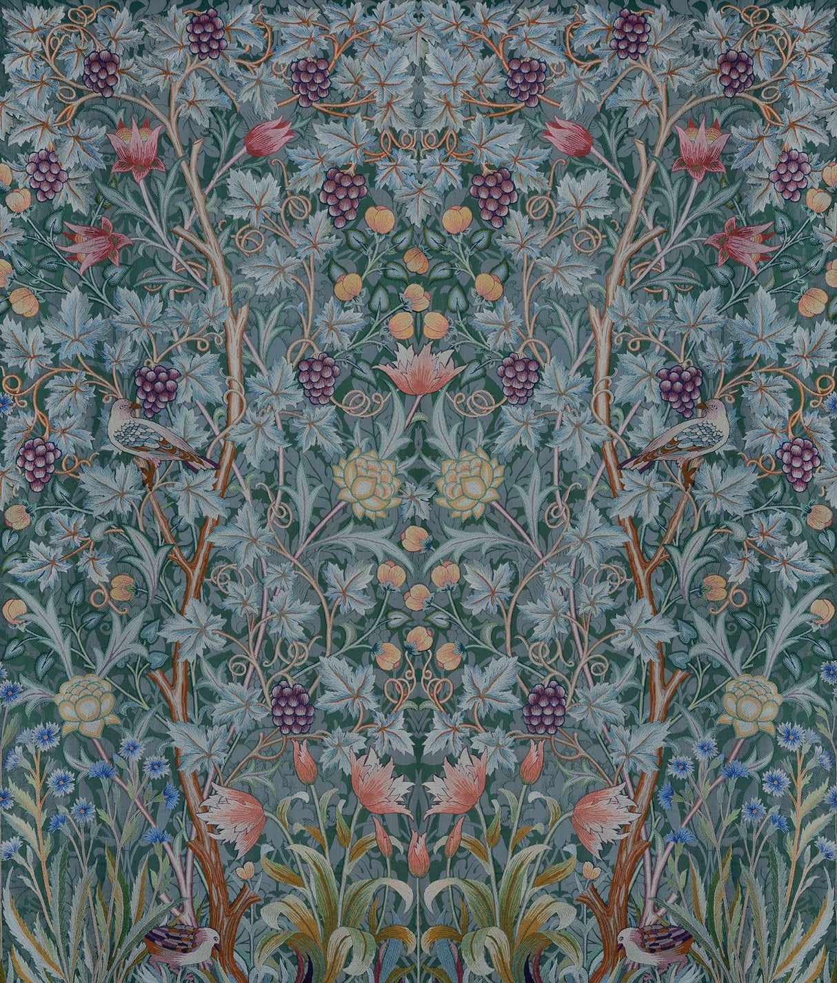 A-Street Prints Hidden Treasures 2 Vine Embroidery Teal Wallpaper