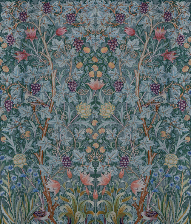 A-Street Prints Hidden Treasures 2 Vine Embroidery Teal Wallpaper