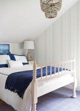 A-Street Prints Sea Salt Navarres Stripe Light Green Wallpaper