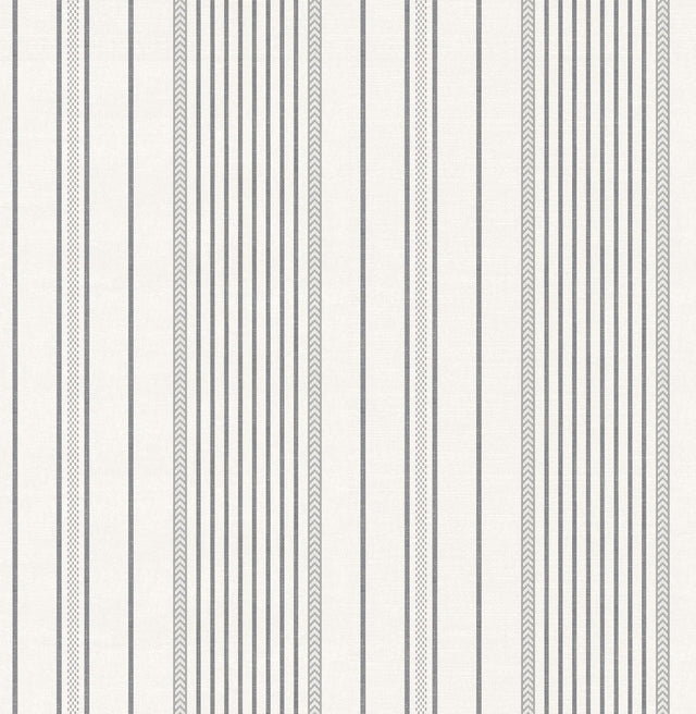 A-Street Prints Sea Salt Navarres Stripe Charcoal Wallpaper