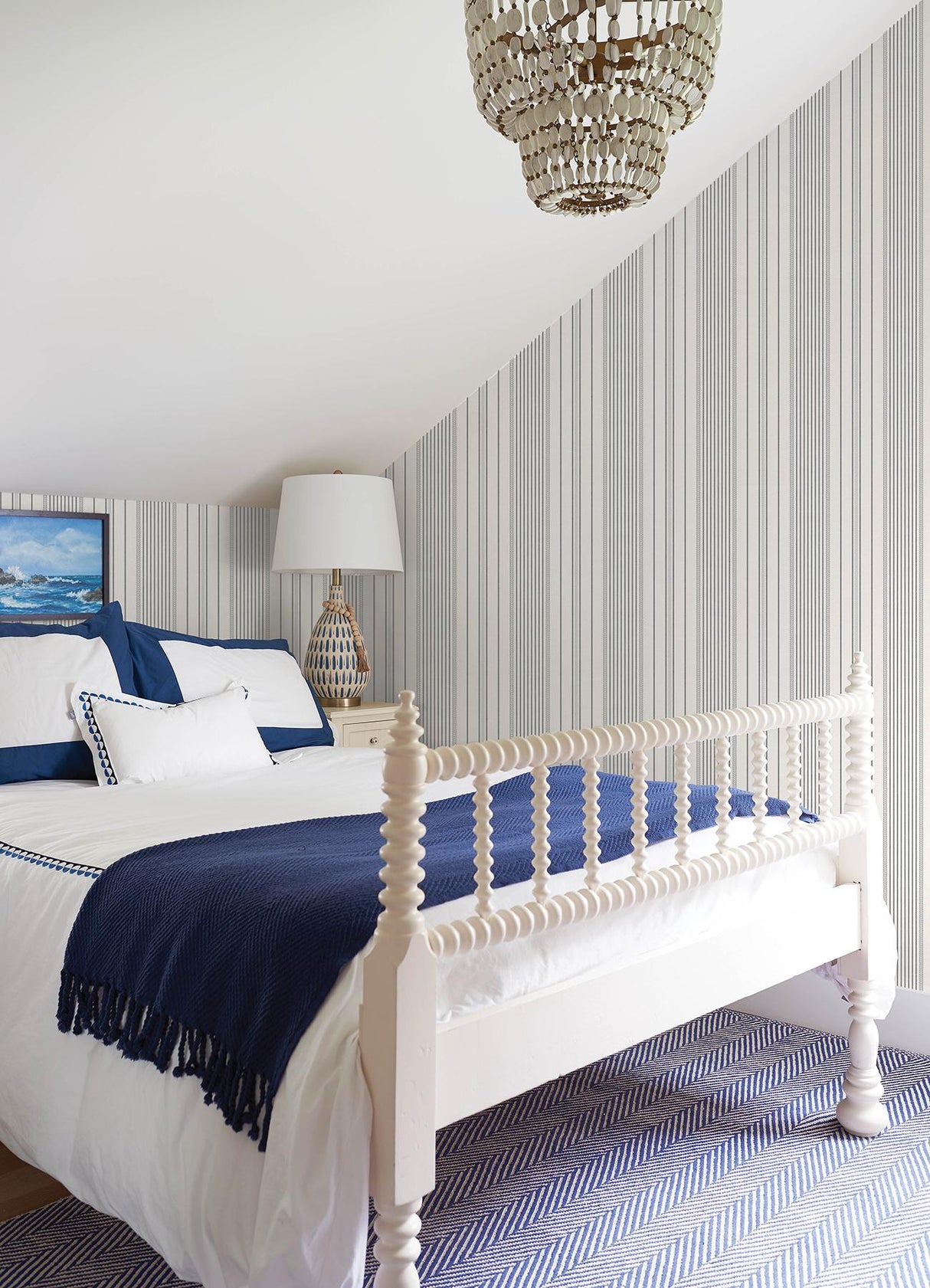 A-Street Prints Sea Salt Navarres Stripe Charcoal Wallpaper