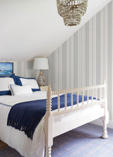 A-Street Prints Sea Salt Navarres Stripe Charcoal Wallpaper