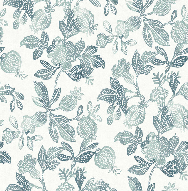 A-Street Prints Sea Salt Beach Rose Teal Wallpaper