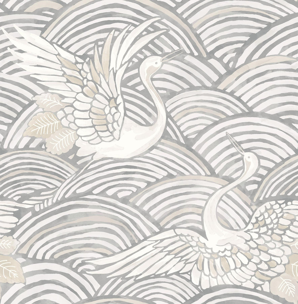 A-Street Prints Sea Salt Egret Slate Wallpaper